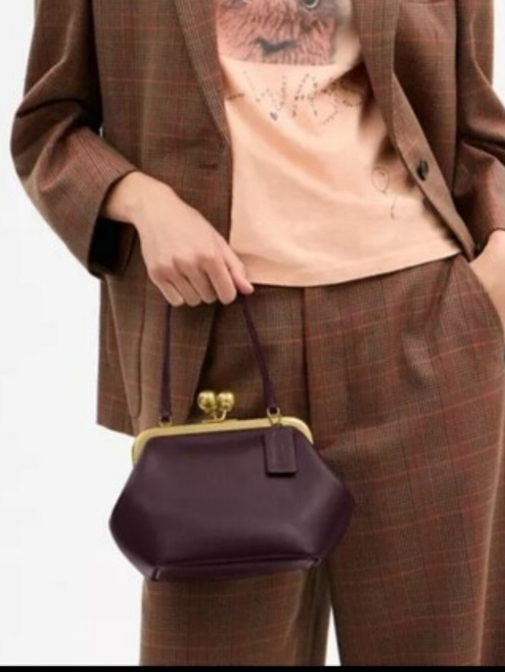 COACH Mini Kisslock Frame 16 Clutch Bag Maple  Glovetanned Leather Crossbody - Picture 3 of 12